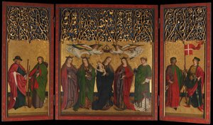 Burg Weiler Alter Triptych Altertavle med jomfruen og barnet og de hellige, ca. 1470. av Master of the Burg Weiler Altar