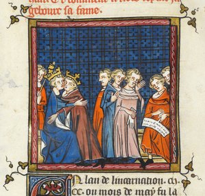 Philip Augustus og kong John av England slutter fred, illustrasjon fra 