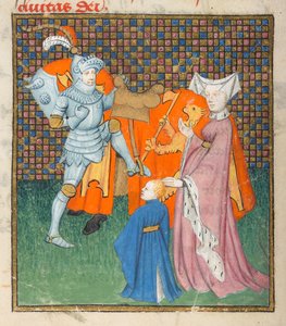 Harley 4431, f.135v Detalj av Hector og Andromache, fra 'The Book of the Queen' av Christine de Pizan (vellum)