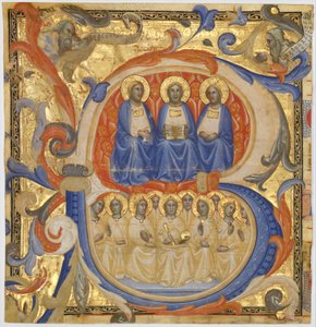 Treenigheten i en innledende B, sannsynligvis 1387. av Master of the Codex Rossiano