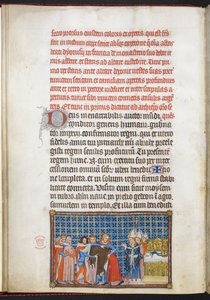 Cotton Tiberius B. VIII f.47v Kongen fjerner ytterplaggene sine, illustrasjon fra 