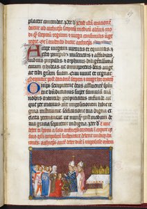 Cotton Tiberius B. VIII f.69r Dronningen mottar septeret og virgaen, fra 