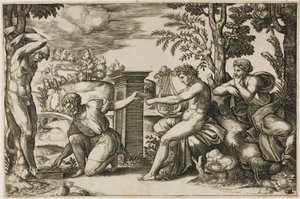 Apollo og Marsyas av Master of the Die