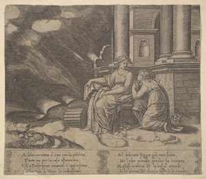 Plate 27: Proserpina gir Psyche skjønnhetsboksen, fra 