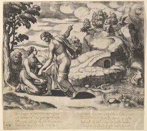 Venus beordret Psyche til å ta vann fra en fontene bevoktet av drager, fra 