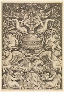 Grotesk med delfiner og bevingede løver av Master of the Die, Italian or German, 1530 1560