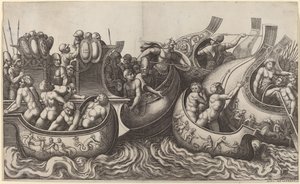 Sjøslag av Master of the Die after Giulio Romano