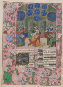 David og tempelsangerne. Salmen. David og tempelsangerne. Sangerne bærer allegoriske blomster, under visjoner om lidenskapen, martyrenes lidelser og ødeleggelsen av Jerusalem. Davids harpe ligger ved siden av ham.