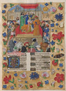 David kronet Israels konge. Salmen. Saul salver David og kroningen av David til Israels konge. Salme 26, som begynner med dekorert initial 