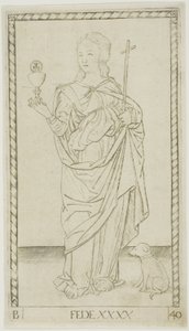 Faith plate 40 fra Genii and Virtues av Master of the E-Series Tarocchi