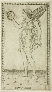 Genius of the Sun, plate 31 fra Genii and Virtues av Master of the E Series Tarocchi