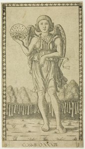 Genius of the World, plate 33 fra Genii and Virtues av Master of the E Series Tarocchi