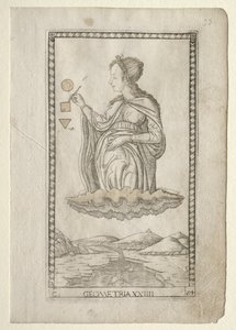 Geometri fra Tarocchi, serie C: Liberal Arts, #24, før 1467. av Master of the E Series Tarocchi