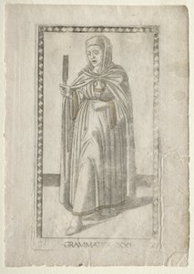 Grammatikk fra Tarocchi, serie C: Liberal Arts, #21, før 1467. av Master of the E-Series Tarocchi