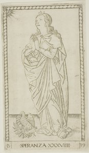 Hope, plate 39 fra Genii and Virtues av Master of the E Series Tarocchi