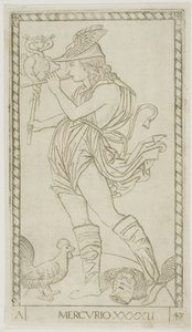 Mercury, plate 42 fra Planets and Spheres av Master of the E Series Tarocchi