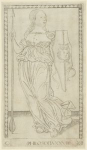 Filosofi, plate 28 fra Arts and Sciences av Master of the E Series Tarocchi