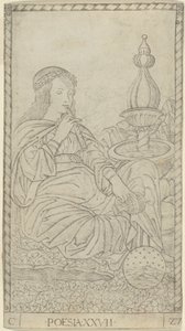 Poesi, plate 27 fra Arts and Sciences av Master of the E Series Tarocchi