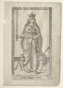 Retorikk fra Tarocchi, serie C: Liberal Arts, #23, før 1467. av Master of the E Series Tarocchi