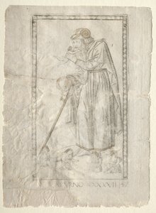Saturn fra Tarocchi, serie A: Firmaments of the Universe, #47, før 1467.