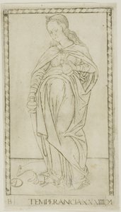 Temperance, plate 34 fra Genii and Virtues av Master of the E Series Tarocchi