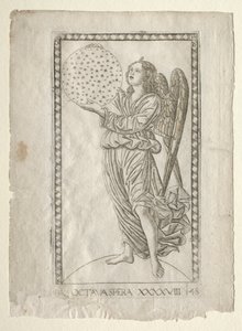 Angel of the Eighth Sphere fra Tarocchi, serie A..., før 1467. av Master of the E Series Tarocchi