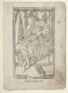 The Emperor from the Tarocchi, serie E: Conditions of Man, #9, før 1467.
