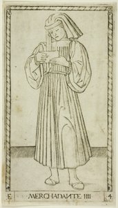 The Merchant, plate fire fra The Ranks and Conditions of Men av Master of the E-Series Tarocchi
