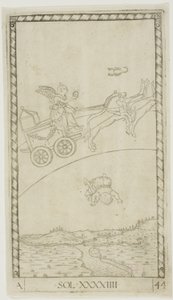 The Sun, plate 44 fra Planets and Spheres av Master of the E-Series Tarocchi