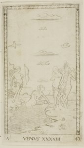 Venus, plate 43 fra Planets and Spheres av Master of the E-Series Tarocchi
