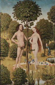 Adam og Eva i Edens hage (olje på panel)