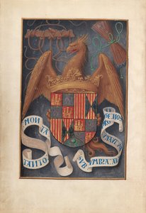 Hours of Queen Isabella the Catholic, Queen of Spain: Fol. 1v, Armer og mottoer til Isabel la Católica