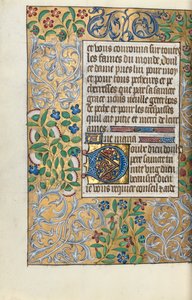 Timebok Bruk av Rouen: fol. 151v, Forseggjort kant av løvverk, ca. 1470. av Master of the Geneva Latini