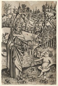 St. Augustine og barnet ved kysten, ca. 1465-1469. av Master of the Nuremberg Passion