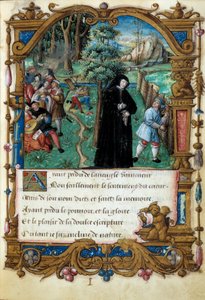 Representasjon av dronningen av Navarre Margarita av Angoulema (1492-1549), høflig kjærlighetsscene. Side hentet fra manuskriptet "" La coche ou Debat d