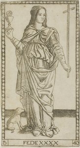 Faith, plate 40 fra Genii and Virtues av Master of the S Series Tarocchi