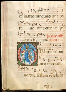 Jomfruens antagelse, f.72v fra et gradvis sent 1400-tall (blekk, tempera og bladgull på pergament) av Master of the Saluces Hours (attr. to)