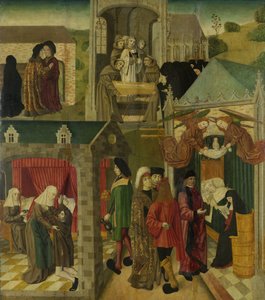 Saint Elizabeth of Hungary Tending the Sick in Marburg, Death of St Elizabeth, indre høyre fløy av en altertavle laget for Grote Kerk i Dordrecht av Master of the St Elizabeth Panels