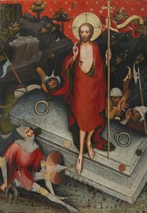 Oppstandelsen. Fra Trebon-altertavlen - Mester av Wittingau (Mester for Trebon-altertavlen) (aktiv ca 1380-1390). Tempera på panel, ca 1380. Dimensjon : 132x92 cm. Nasjonalgalleriet, Praha