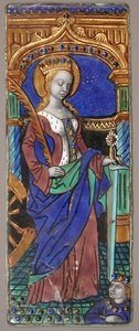 Triptych Panel med Saint Catherine, fransk, 1400-1500-tallet. av Master of the Triptych of Louis