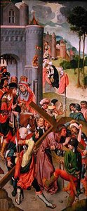 Kristus som bærer korset, sidepanel fra en triptyk, ca. 1490-tallet (olje på panel) (se også 152537)