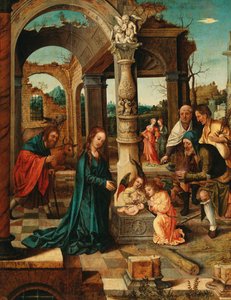 Mester Von Groote - Tilbedelse av hyrdene av Master of the von Groote Adoration