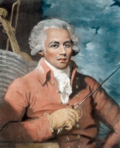 Joseph Boulogne (1748-99), ridder av Saint George; sønn av en fransk plantasjeeier i Guadeloupe og en slave, Nanon, av afrikansk opprinnelse - Portrett av Joseph Boulogne (1748-1799), Chevalier de Saint Georges (Saint-Georges), komponist av Guadeloupe-oppr av Mather (after) Brown