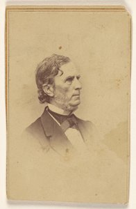 Uidentifisert mann med grånende skjegg, uten bart, i profil, trykt i vignetstil av Mathew B. Brady
