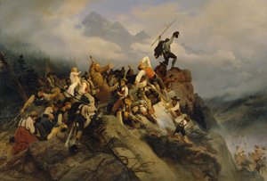 Far Joachim Haspinger blant de kjempende bøndene av Mathias Artaria