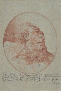 Hodet til en skjegget mann som ser rett, 1692. av Mathias Fussli