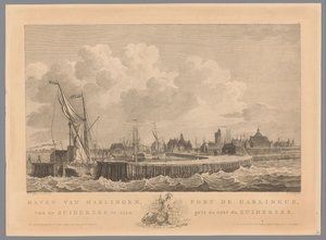 Harlingen havn Harlingen havn fra Zuiderzee å se / Port de Harlingue, pris de coté du Zuiderzee (tittel på objekt) av Mathias de Sallieth