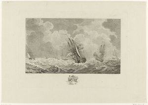 Den nederlandske flåten i stormen, 1784 av Mathias de Sallieth