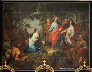 Sognekirke (Saint Martin Parish Church). maleri. "Jesus og den samaritanske kvinnen". Matthew DeVisch. av Mathias de Visch