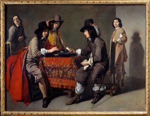 Spillerne av tric trac (Trictrac eller Trictrac: stamfar til backgammon). Olje på lerret. Maleri av Mathieu Le Dwarf (Lenain) (1607-1677)